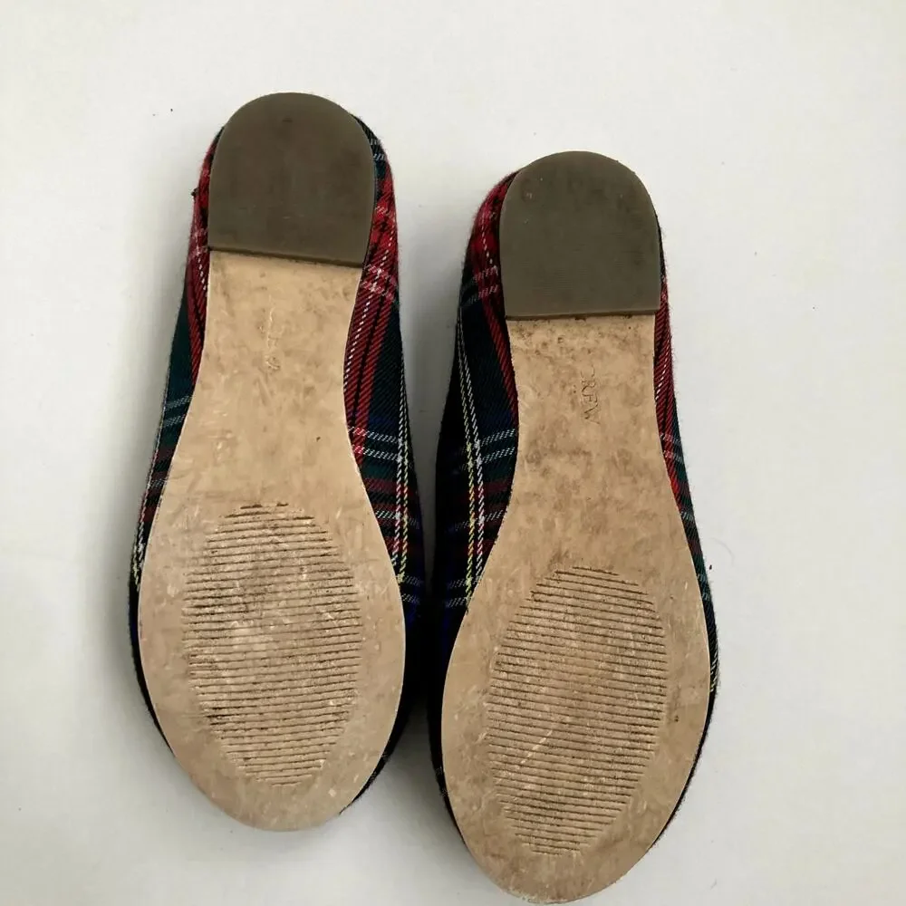 J. Crew Stewart Tartan Plaid Mary Jane Flats Holiday 12 Girls